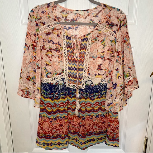 Anthropologie Meadow Rue Prairie Blossom Batai Top Size M - Picture 3 of 7